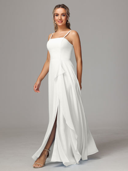 Spaghetti Straps Chiffon Bridesmaid Dress With Pockets