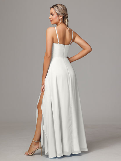 Spaghetti Straps Chiffon Bridesmaid Dress With Pockets