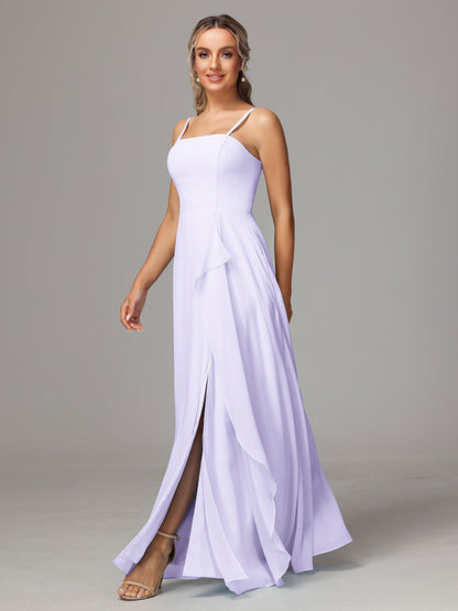 Spaghetti Straps Chiffon Bridesmaid Dress With Pockets