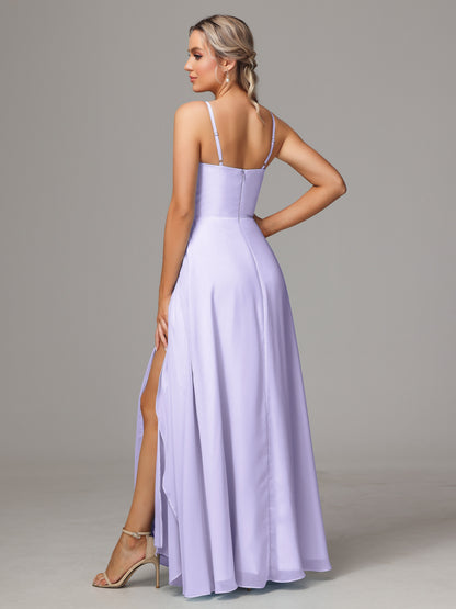 Spaghetti Straps Chiffon Bridesmaid Dress With Pockets
