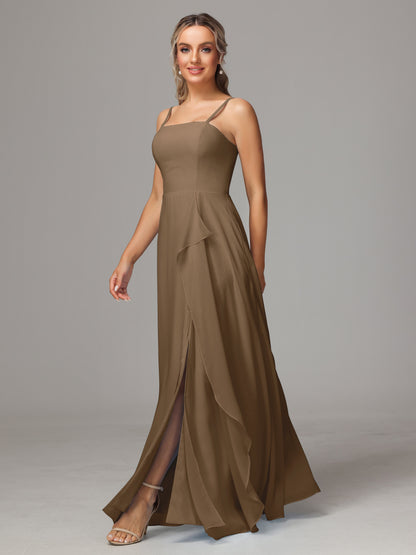 Spaghetti Straps Chiffon Bridesmaid Dress With Pockets