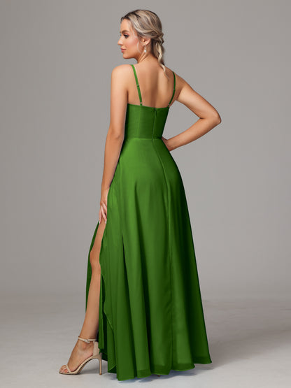 Spaghetti Straps Chiffon Bridesmaid Dress With Pockets