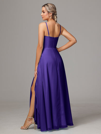 Spaghetti Straps Chiffon Bridesmaid Dress With Pockets