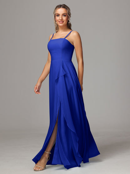 Spaghetti Straps Chiffon Bridesmaid Dress With Pockets