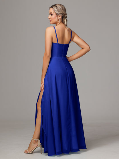 Spaghetti Straps Chiffon Bridesmaid Dress With Pockets