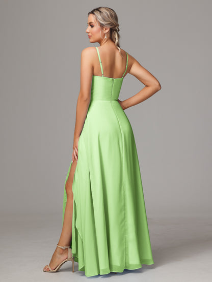 Spaghetti Straps Chiffon Bridesmaid Dress With Pockets