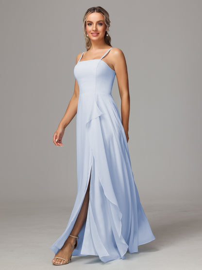 Spaghetti Straps Chiffon Bridesmaid Dress With Pockets