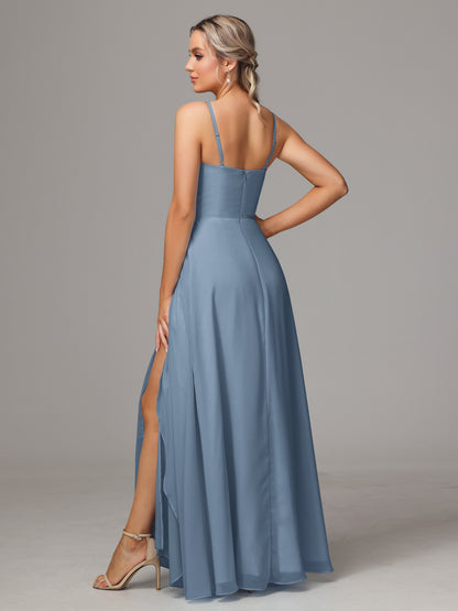 Spaghetti Straps Chiffon Bridesmaid Dress With Pockets