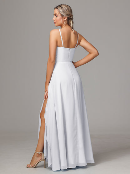 Spaghetti Straps Chiffon Bridesmaid Dress With Pockets