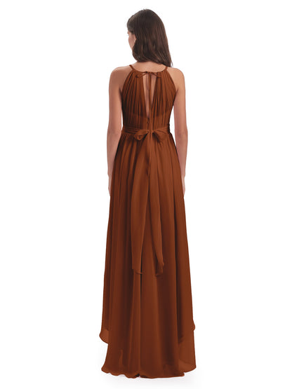 Oaklee Asymmetrical High Low Halter Chiffon Bridesmaid Dresses