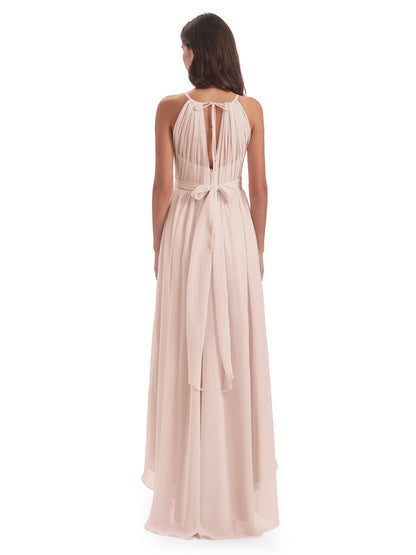 Oaklee Asymmetrical High Low Halter Chiffon Bridesmaid Dresses