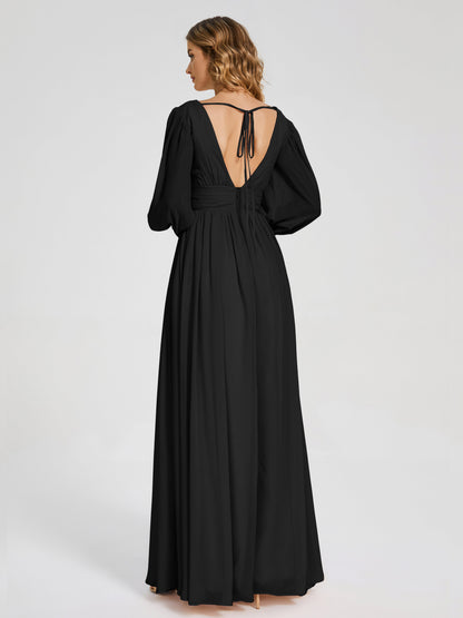 Journey Long Sleeves V-neck Bridesmaid Dress with Side Slit