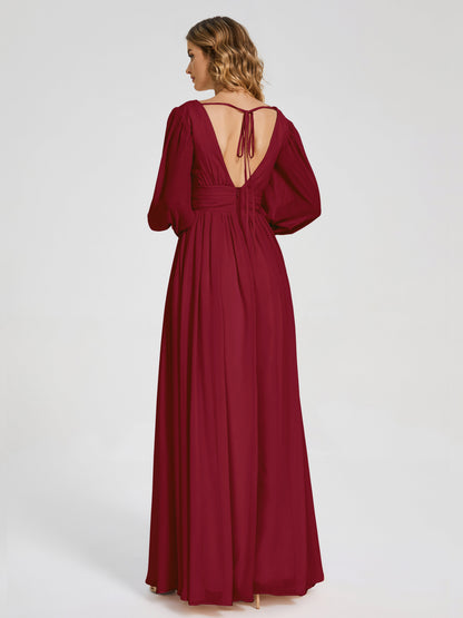 Journey Long Sleeves V-neck Bridesmaid Dress with Side Slit