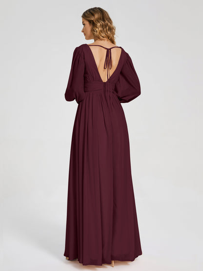 Journey Long Sleeves V-neck Bridesmaid Dress with Side Slit