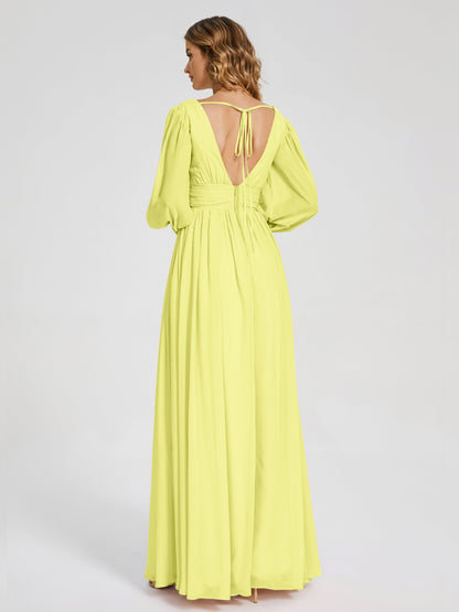Journey Long Sleeves V-neck Bridesmaid Dress with Side Slit