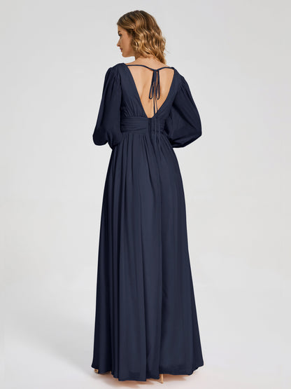 Journey Long Sleeves V-neck Bridesmaid Dress with Side Slit