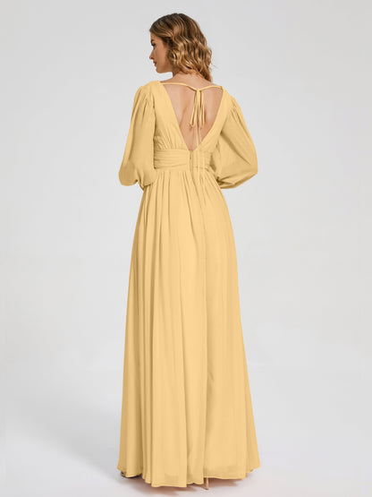 Journey Long Sleeves V-neck Bridesmaid Dress with Side Slit