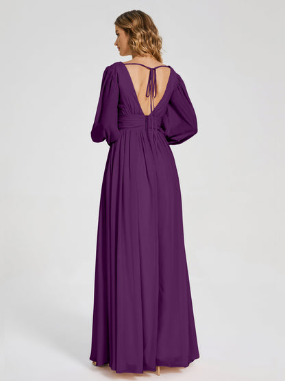 Journey Long Sleeves V-neck Bridesmaid Dress with Side Slit