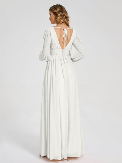 Journey Long Sleeves V-neck Bridesmaid Dress with Side Slit