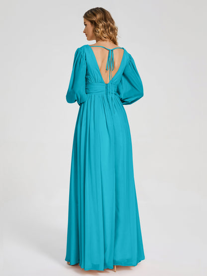 Journey Long Sleeves V-neck Bridesmaid Dress with Side Slit