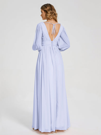 Journey Long Sleeves V-neck Bridesmaid Dress with Side Slit