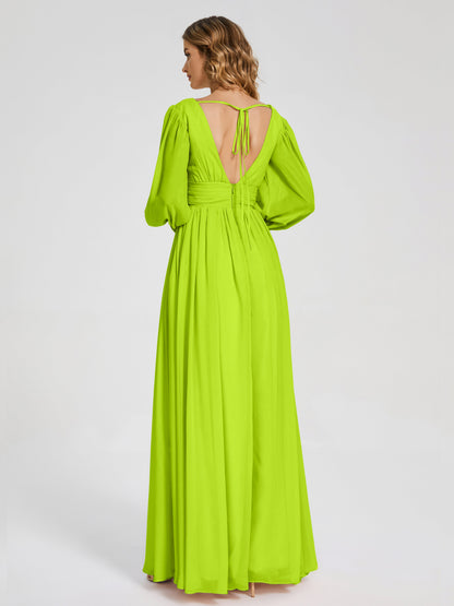Journey Long Sleeves V-neck Bridesmaid Dress with Side Slit