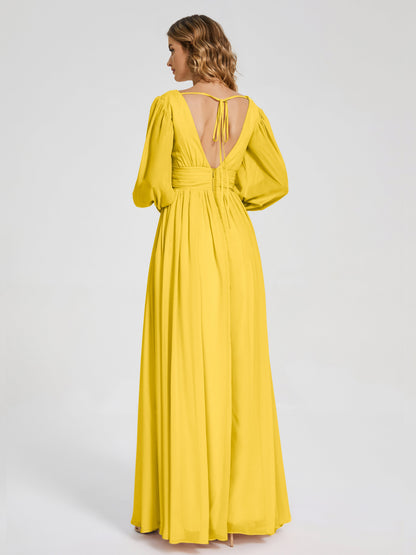 Journey Long Sleeves V-neck Bridesmaid Dress with Side Slit