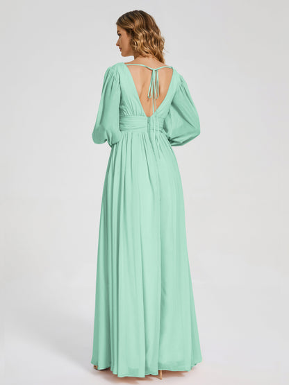 Journey Long Sleeves V-neck Bridesmaid Dress with Side Slit
