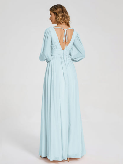 Journey Long Sleeves V-neck Bridesmaid Dress with Side Slit