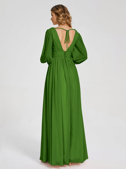 Journey Long Sleeves V-neck Bridesmaid Dress with Side Slit