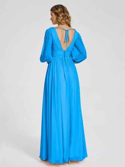 Journey Long Sleeves V-neck Bridesmaid Dress with Side Slit