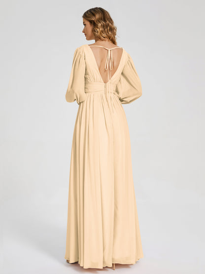 Journey Long Sleeves V-neck Bridesmaid Dress with Side Slit