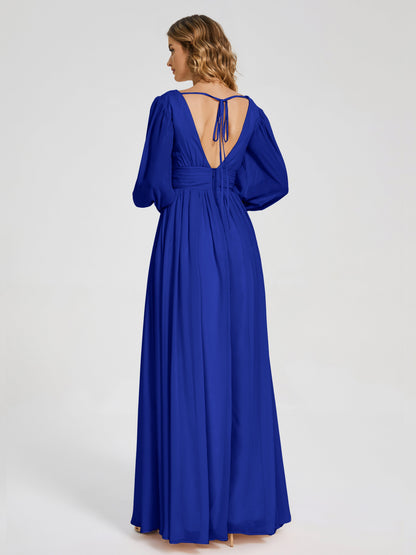 Journey Long Sleeves V-neck Bridesmaid Dress with Side Slit