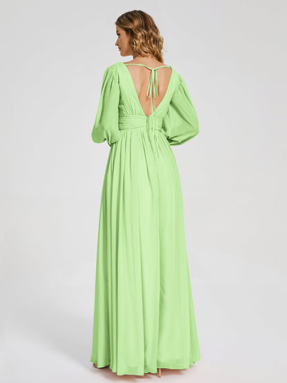 Journey Long Sleeves V-neck Bridesmaid Dress with Side Slit