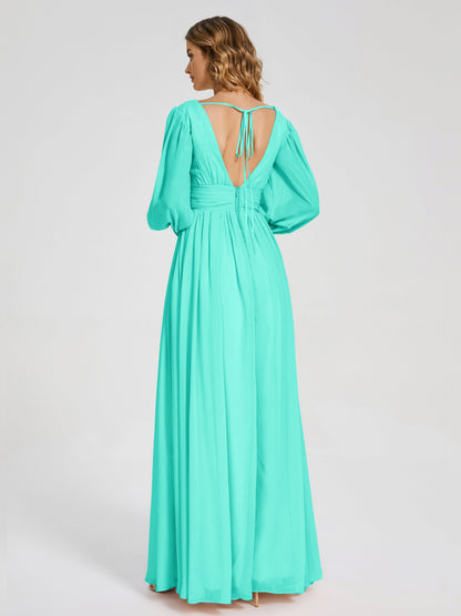 Journey Long Sleeves V-neck Bridesmaid Dress with Side Slit