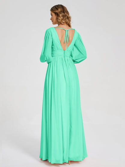 Journey Long Sleeves V-neck Bridesmaid Dress with Side Slit