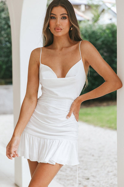 With Love Cowl Neck Mini Dress White