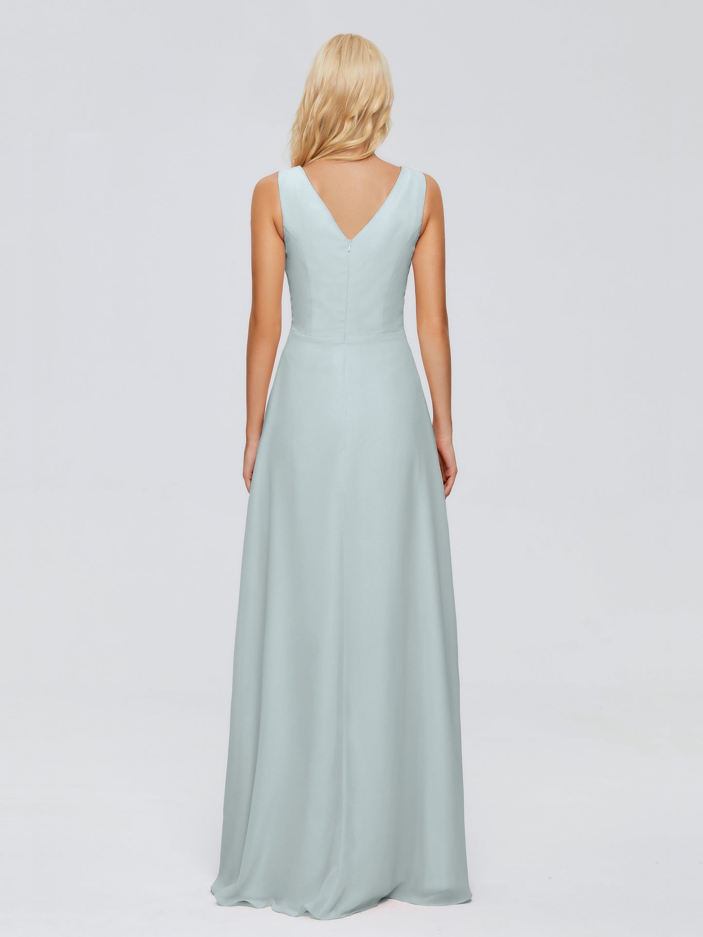 Maria V Neck Sleeveless Chiffon Bridesmaid Dresses