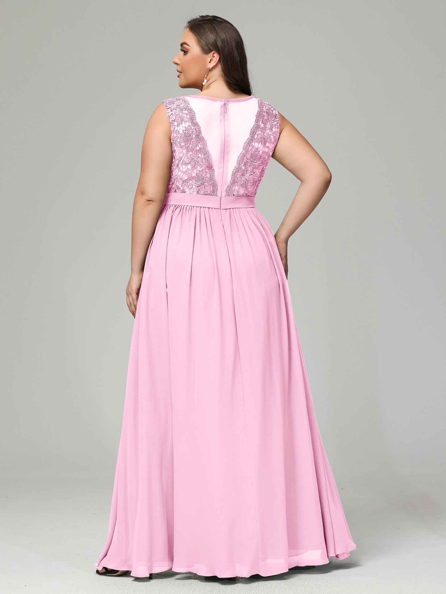 A-Line Bateau Plus Size Chiffon Bridesmaid Dresses
