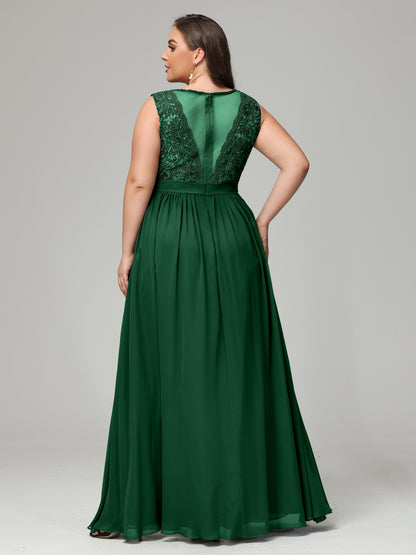 A-Line Bateau Plus Size Chiffon Bridesmaid Dresses