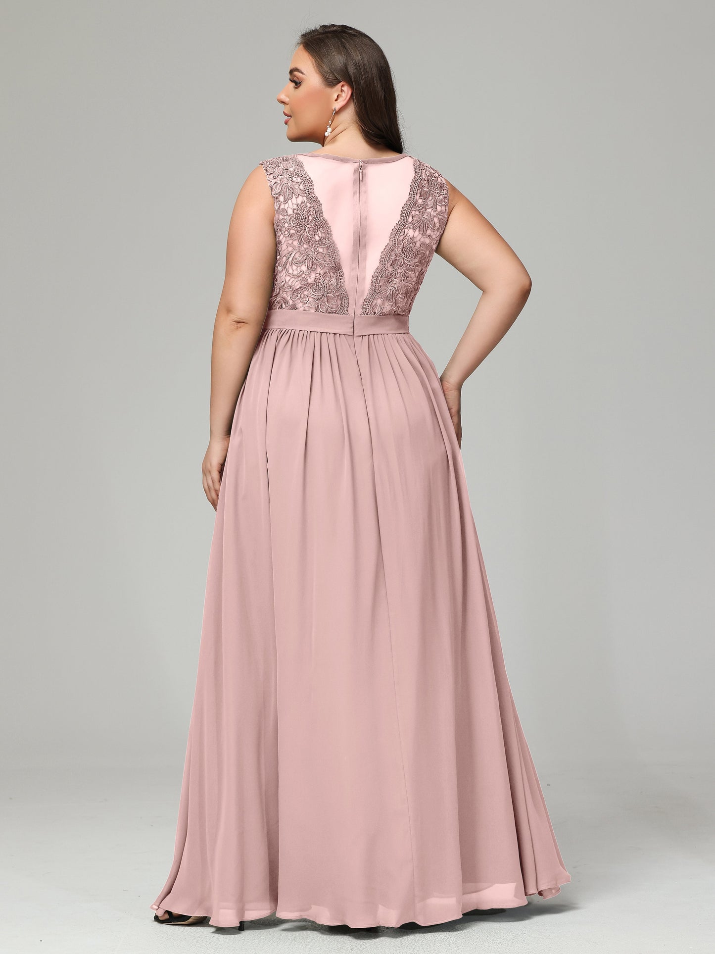 A-Line Bateau Plus Size Chiffon Bridesmaid Dresses