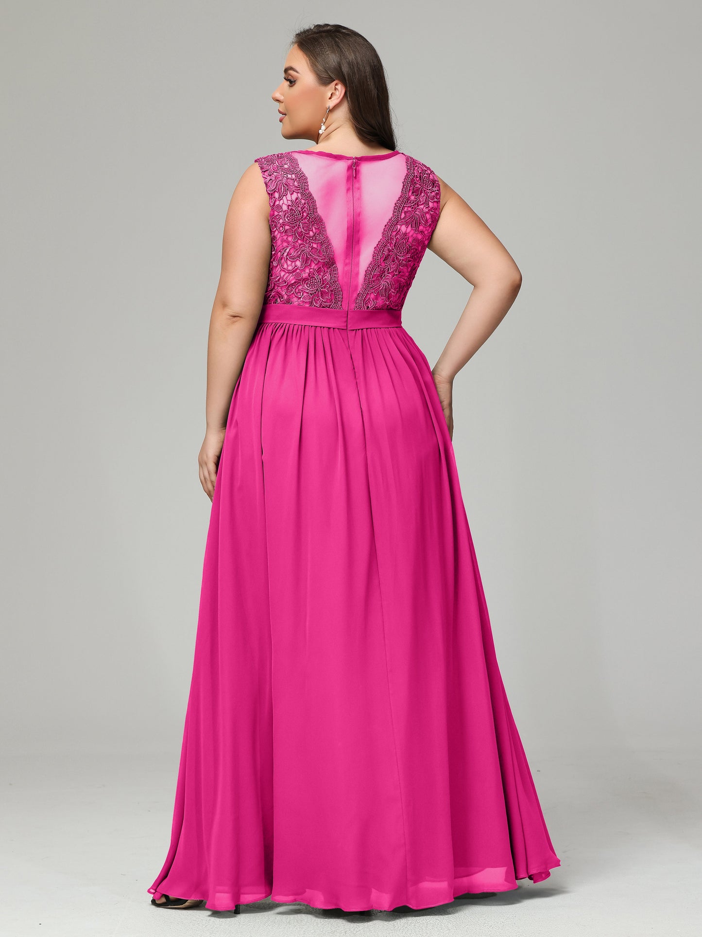 A-Line Bateau Plus Size Chiffon Bridesmaid Dresses