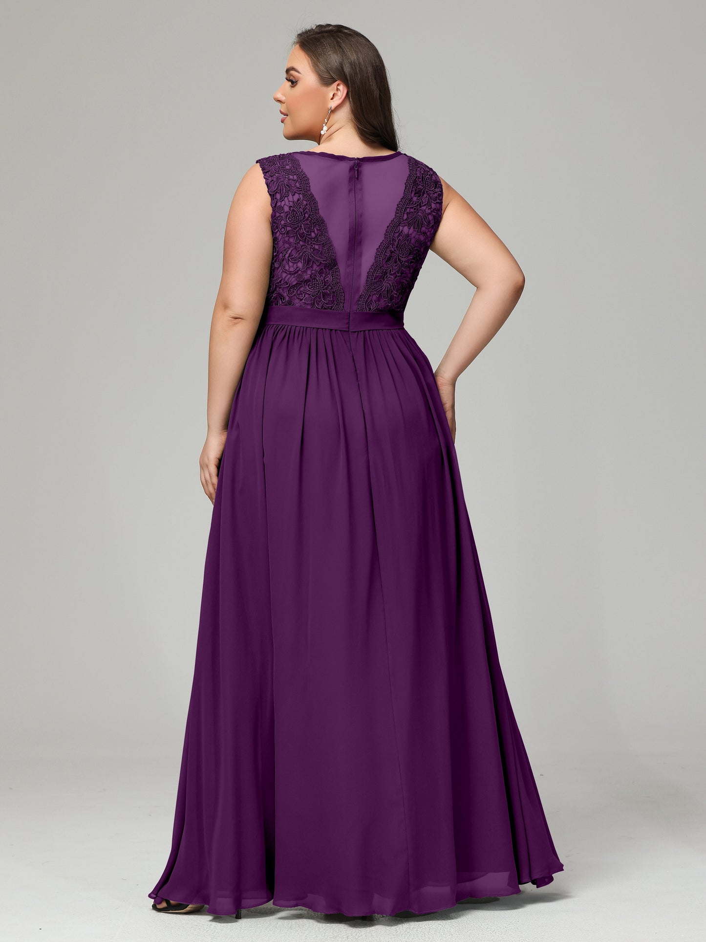 A-Line Bateau Plus Size Chiffon Bridesmaid Dresses