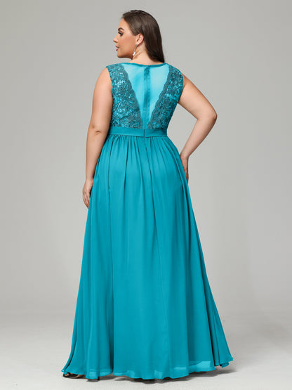A-Line Bateau Plus Size Chiffon Bridesmaid Dresses