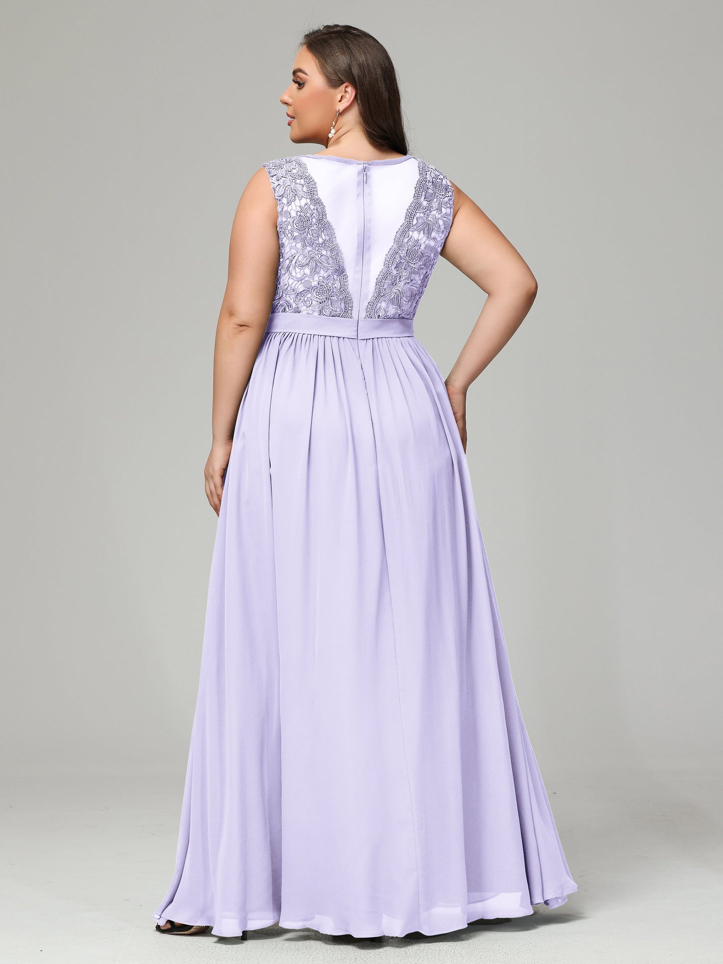 A-Line Bateau Plus Size Chiffon Bridesmaid Dresses