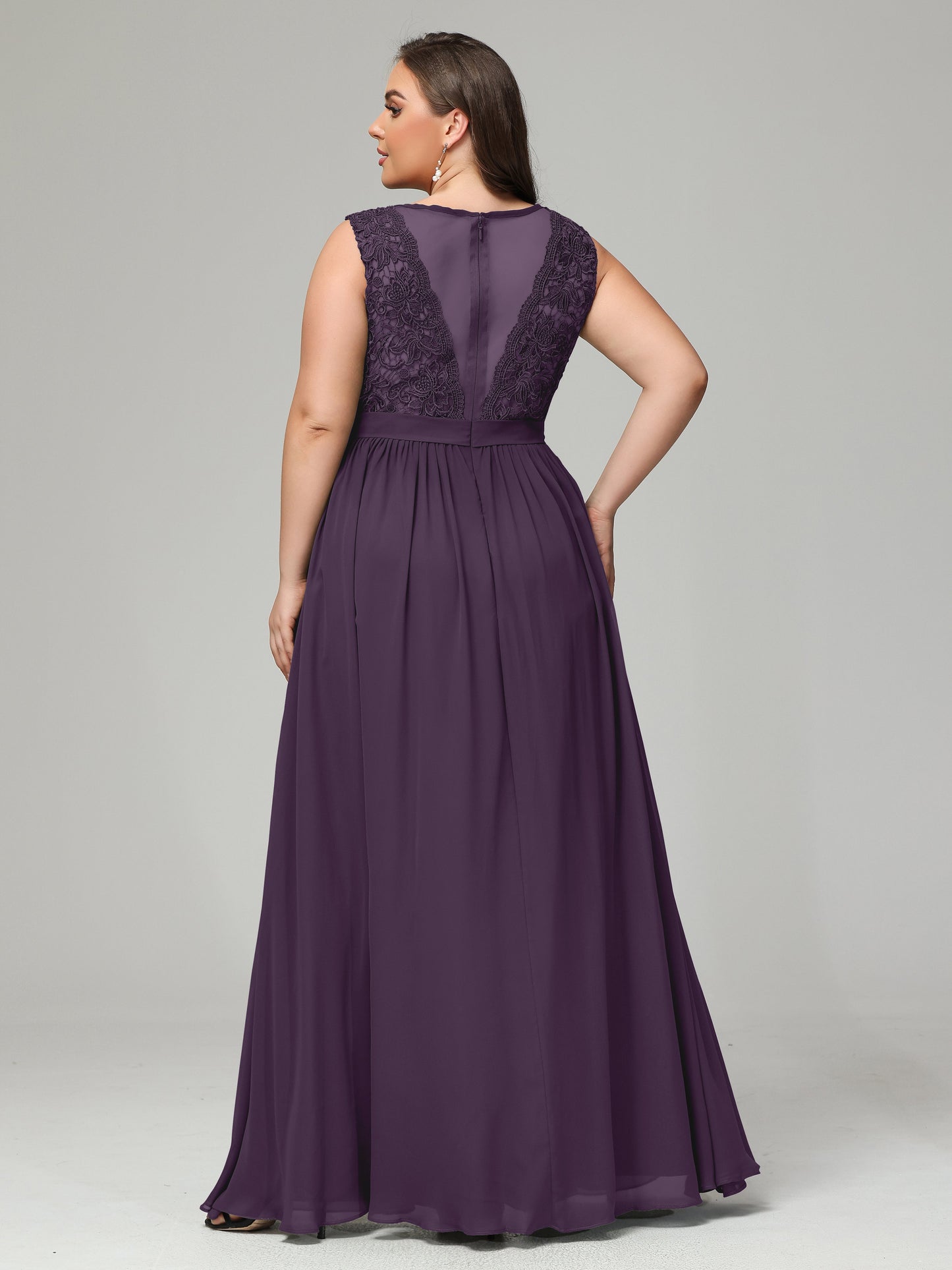A-Line Bateau Plus Size Chiffon Bridesmaid Dresses