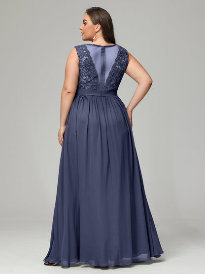 A-Line Bateau Plus Size Chiffon Bridesmaid Dresses