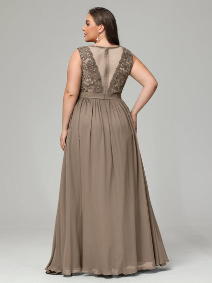 A-Line Bateau Plus Size Chiffon Bridesmaid Dresses
