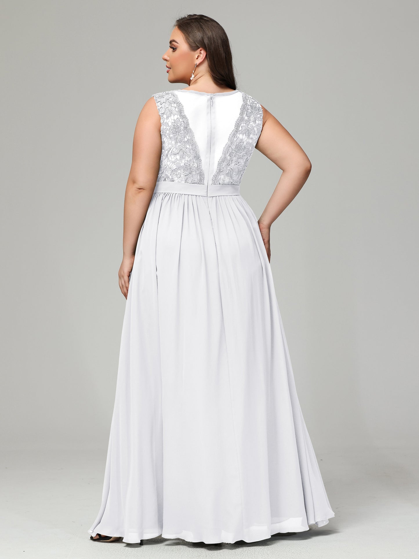 A-Line Bateau Plus Size Chiffon Bridesmaid Dresses