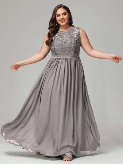 A-Line Bateau Plus Size Chiffon Bridesmaid Dresses